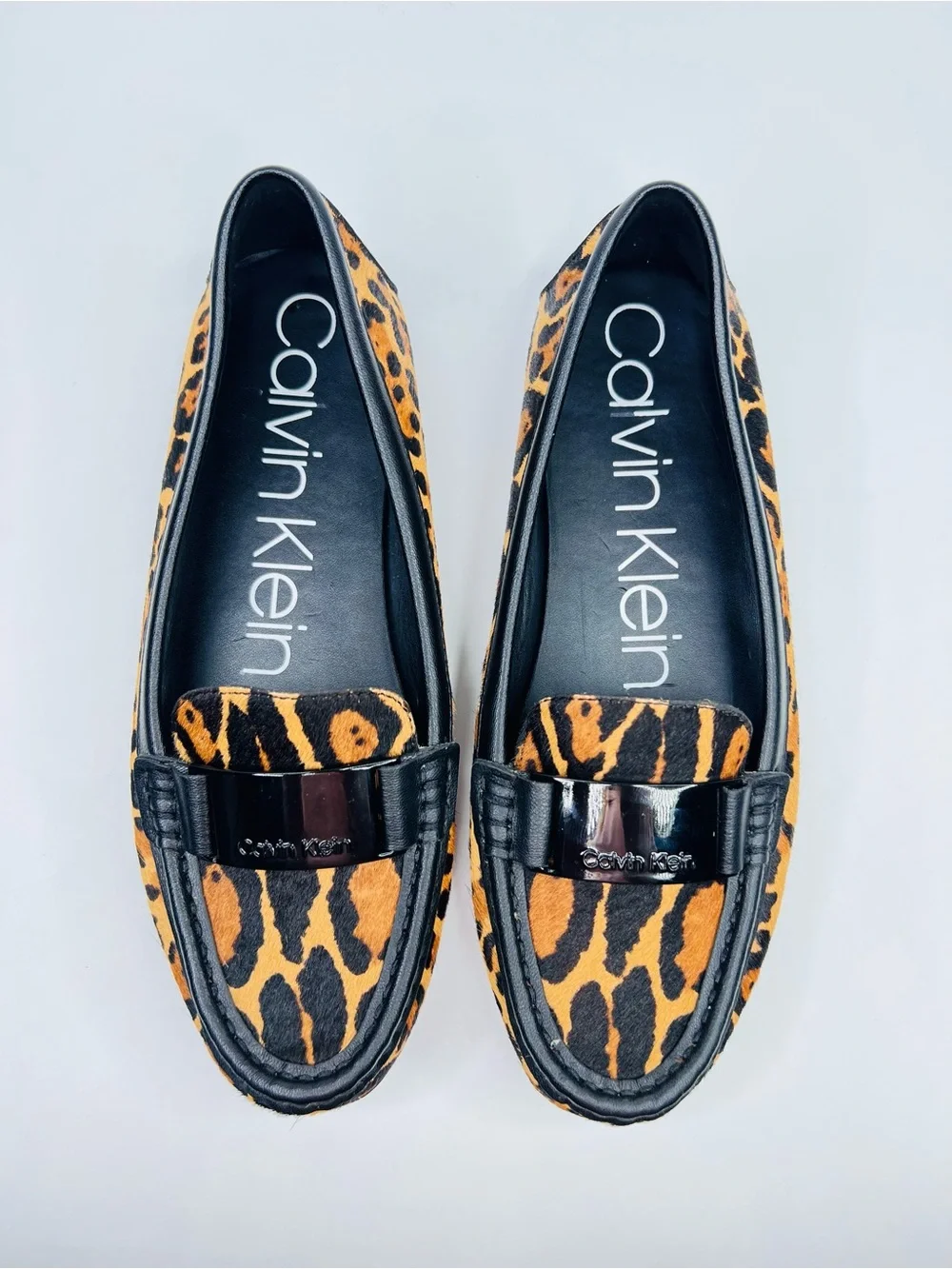 Calvin Klein Lisette Leopard Print Calf Hair Slip On Loafer Womens Size 8